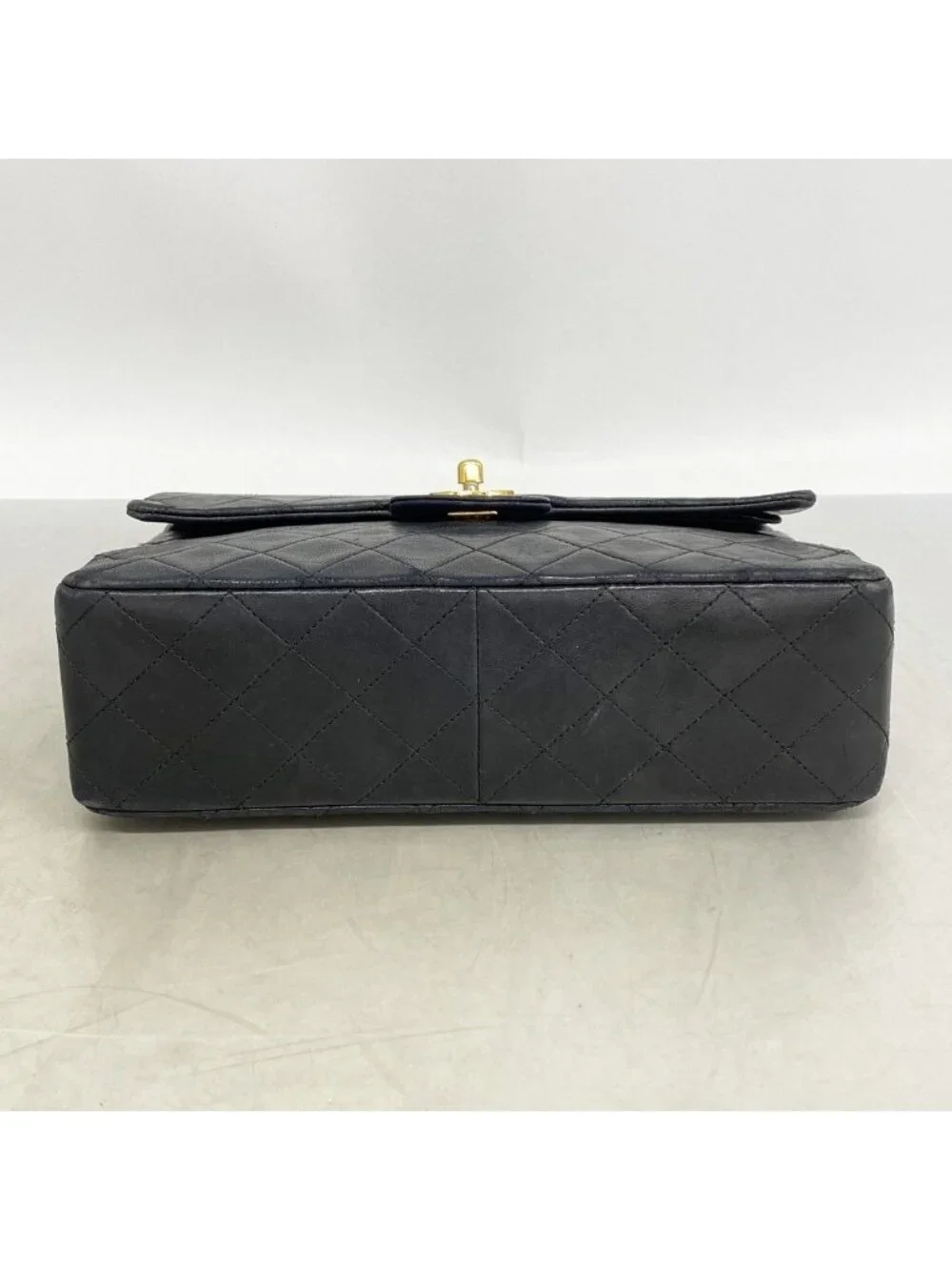 Chanel Shoulder Bag Quilted Lambskin Black Gold
